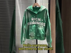 Özel 400/500 gsm Ağır Ağırlık Pamuk Fermuar Vintage Patch nakış Asit Yıkama Kapüşon