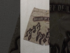 Özel 2025 Yeni Kısa Pantolon Ceketler Sokak Giysileri Yüksek Bel Vintage Taş Yıkama Strass Baggy Oversize