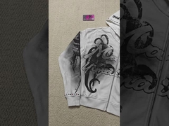 Özel 3D nakış Kirli yıkanmış DTG Baskı 500 Gsm Vintage Kapüşonlar Box Fit Strass Fransız Terr