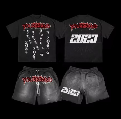 satın al Özel Erkek Vintage Yıkanmış Grafik Tank Top ve Dijital Baskılı Ter Şortları online manufacture