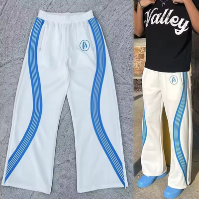 satın al Erkekler için özel sokak kıyafetleri çizgili spor pantolonları % 100 pamuklu geniş bacaklı flare ter pantolonları online manufacture