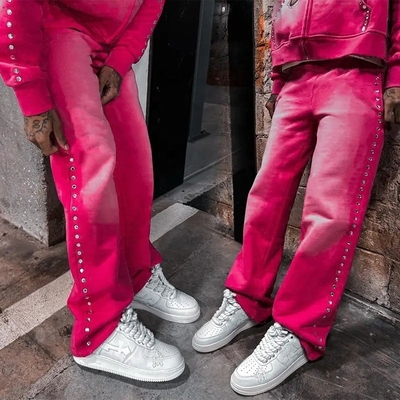 satın al Özel Logo Destek Düz Bacaklı Erkekler Büyük Boyutlu Pamuk Asit Yıkama Spor Pantolonları online manufacture