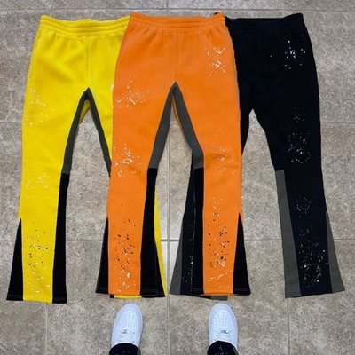 satın al Özel Etiketler Erkekler Jogger Track Ter Pantolonlar Çantalı Pantolonlar Boya Çırpınma Yığınlı Flared Sweatpants online manufacture