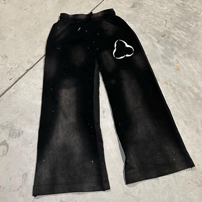 satın al Bahar Mevsiminde Erkek Rhinestone Pantolonları Özel Büyüklüklü Asit Yıkama Kesim ve Dikiş Spor pantolonları online manufacture