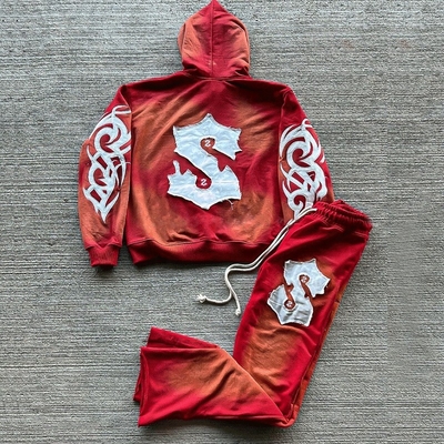 satın al Özel Renkli nakış Logo 2 Parça Koşucu Setleri Açık Spor Pantolonlar Sıkıntılı online manufacture
