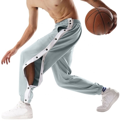 satın al Özel Erkekler Yan Düğmeleri Çizgili Basketbol Eğitim Polyester Açık Bacaklı Spor Pantolonları online manufacture