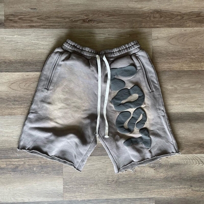 satın al Asit yıkama Güneş solmuş Büyük boylu şort Özel Logo Puff Baskı Erkekler Fransız Terry Joggers online manufacture