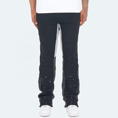 satın al Siyah şişmiş spor pantolonları erkekler Anti-pilling Streetwear Vintage Flare Paint Spray Joggers Gri online manufacture