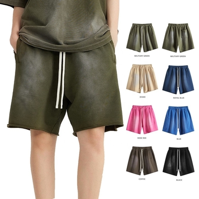 satın al 2024 Yaz Erkek Vintage Cut Fransız Terry 440G Ağır Kıyafet Pamuk Güneş Solmuş Kısa Pantolon online manufacture