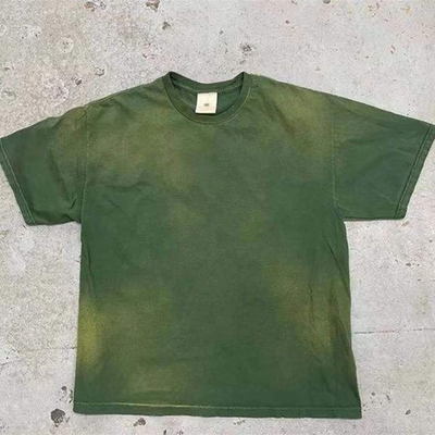 satın al Özel Logo Heavyweight Hip Hop Stili 300 Gram Asit Yıkanmış Büyük Boylu Sıkıntılı Tişört online manufacture