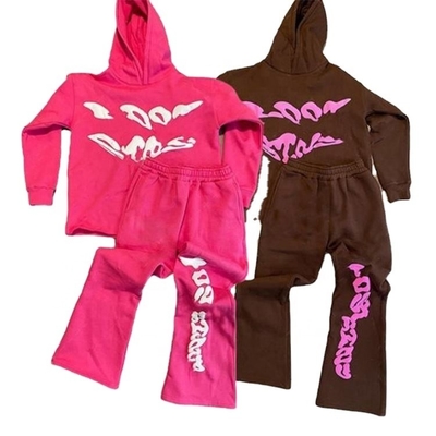 satın al Erkekler için 3D Puff Print Flared Sweatpants ve Cutted Hoodie Set online manufacture