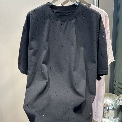 satın al Etiket Ağır Ağırlıklı Rhinestone Streetwear için özel tişört Over Size Vintage Look online manufacture