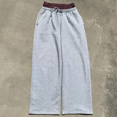 satın al Özel geniş bacaklı ter pantolonlar pamuk Fransız Terry çift bel düz spor pantolonları erkekler için online manufacture