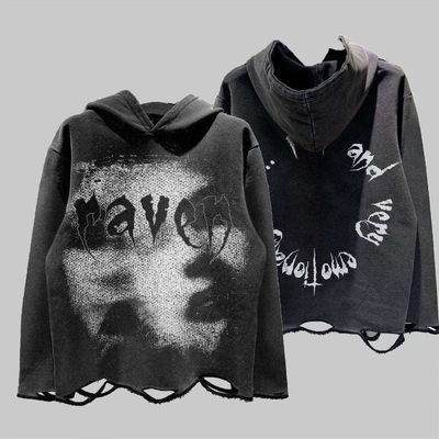 satın al Pamuk kumaş Unisex Sıkıntılı Hoodie Ekran Baskı Fransız Terry Pullover online manufacture