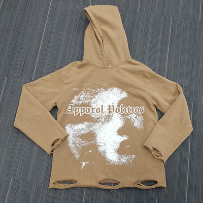 satın al S-6XL dtg baskı kapüşonlar Büyük boylu Fransız Terry Pamuk Kapüşonlar Sıkıntılı Yırtılmış online manufacture