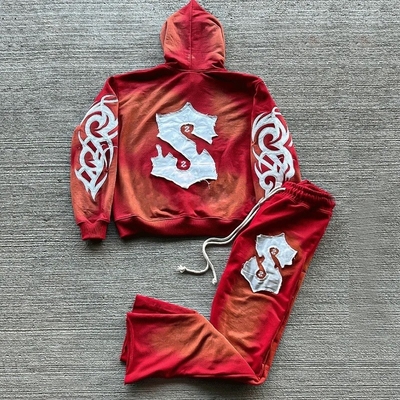 satın al Erkekler için Asit Yıkama Güneş Solmuş Flared Sweatpants Custom Patch Embroidery Logo Set online manufacture