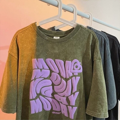 satın al Boxy Fit Vintage Asit Yıkama Sıkıntılı Aşırı Boyutlu Düşük Omuz Tişörtü S-5XL veya Özel online manufacture
