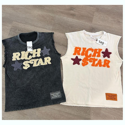satın al Erkekler için Hip Hop 100% Pamuk Asit Yıkanmış Kolsuz Tank Top Özel Logo nakışları ile online manufacture