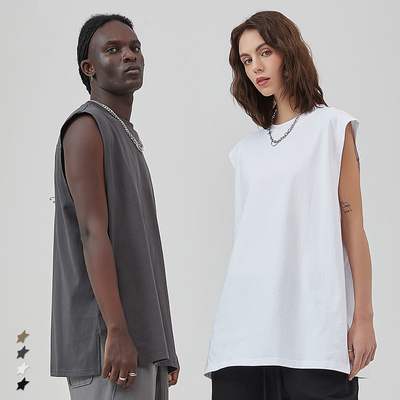 satın al Spor Basketbol Kolsuz Slit Tank Top Özel 100% Pamuk Siyah Erkek Spor Salonu Özel online manufacture