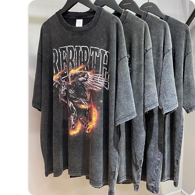 satın al Özel Tişört Erkek İpek Ekran Baskı Büyük Boylu Vintage Acid Wash Tee S-5XL online manufacture