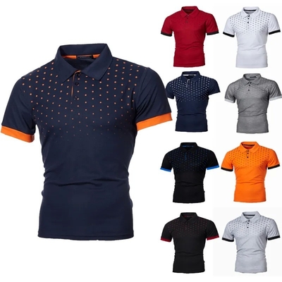 satın al Destek 7 Gün Örnek sipariş teslim süresi Polka Dot baskı ile erkek katı renk polo gömleği online manufacture
