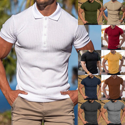 satın al Özel Erkek Yaz Sporları Polo Tişörtü Stretch Kumaşı ve Dikey Çubuk Tasarımı online manufacture