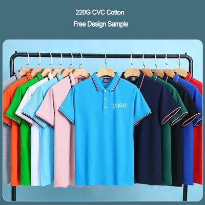 satın al İpek Ekranı Baskı Özel Logo Katı Renk Sıradan Blank Prime CVC Pamuk Polo Tişörtleri online manufacture