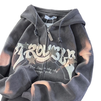 satın al S-6XL veya özel boyutta sokak giysisi nakışları ve chenille harfleri olan unisex kapüşon online manufacture