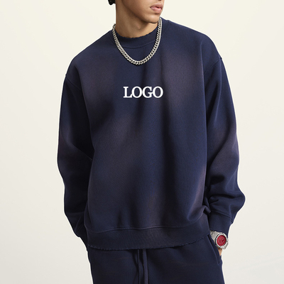 satın al Vintage Güneş Solmuş Sıkıntılı Mürettebat Boynuz Sweatshirt Kapüşon M-2XL veya Özel Boyut online manufacture