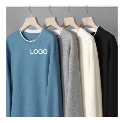 satın al 6xl 5xl 3xl mürettebat boynundaki süveter büyük boyutlu Casual Style Erkek Waffle örgü Termal Yün Tişört online manufacture