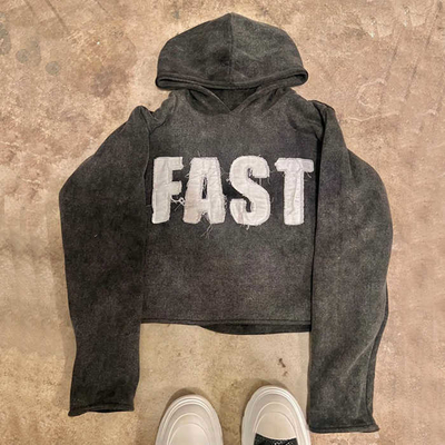 satın al Vintage Yıkanmış Erkekler Kapüşonlu Kazak Oversized Fit Drop Omuz ve Raw Hem ile online manufacture