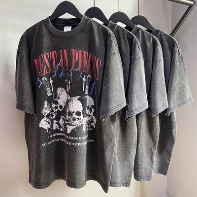 satın al High Street Asit Yıkama Tişörtü Unisex Büyük Boylu Siyah Tişört Özel Logo 1000 miktar online manufacture