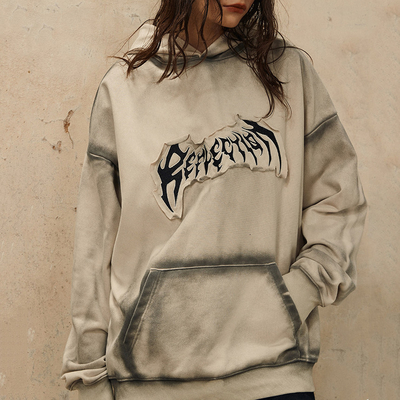 satın al 500gm örgü büyüklüklü yama nakış logo erkeklerin Vintage süveter kapüşonlu kazak erkekler online manufacture