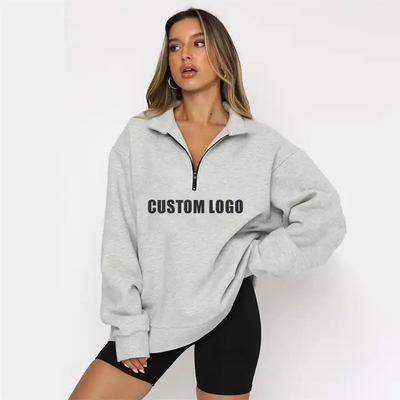 satın al Kış Mevsiminde Kadın uzun kollu fermuarlı Hoodies kadın yarım fermuarlı basılı tasarım online manufacture