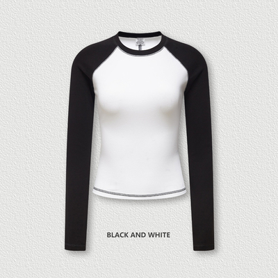 satın al 5xl 4xl 3xl 100 pamuklu uzun kollu tişörtler O-Neck Yaka Kadınlar Y2k Vintage Kontrast Raglan Beyaz online manufacture