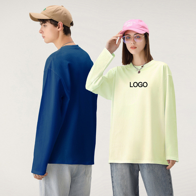 satın al 250gm büyüklüklü tam kollu tişört erkekler Pamuk Termal Tam Uzun Kollu Unisex Boş online manufacture