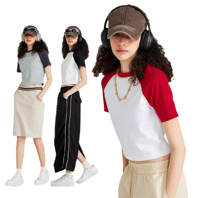 satın al Vintage Kontrast Raglan Yumruk Beyzbol Tişi Amerikan Sokak Giysileri için Sıcak Kadınlar Tarzı online manufacture