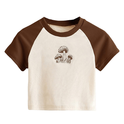 satın al Kızlar için güzel mantar desenli ve Raglan kolları olan çizgi çizgi t-shirt. online manufacture