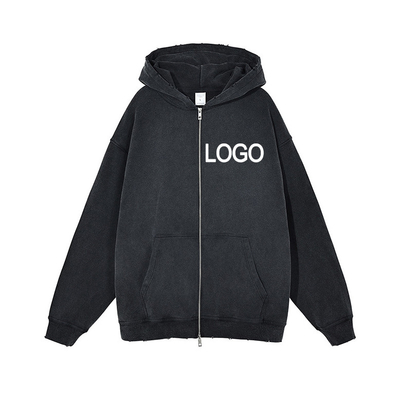 satın al Yüksek Boyun Zip Up Hoodie Sweatshirt 3D Puff Print Sokak Giysileri Erkekler Pullover Düzenli Kollu Stil online manufacture