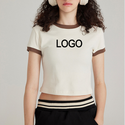 satın al Nakış Dekorasyon Kadınlar Y2k Vintage Genç Moda Kontrast Ringer Crop Tişört online manufacture