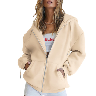 satın al Fall Must Have Custom Oversized Women Zip Up Hoodie Sweatshirts Drawstring Zip Up online manufacture