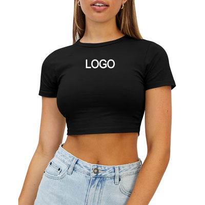 satın al Y2K Bayanlar Kulübü Kısa Tank Top Çok Renkli O-boynuzlu Pamuk Blank Fitness Tişört online manufacture