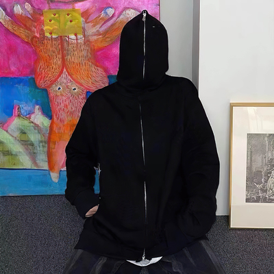 satın al M-3XL veya Fransız Terry kumaşı ile Özel Boyutlu Tam Yüzlü Erkekler Zip Boynuzlu Hoodie online manufacture