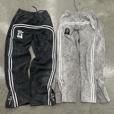 satın al Fransız Terry kumaşlı erkekler için yan fermuarlı şişerli spor pantolonlar online manufacture