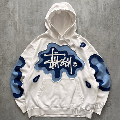 satın al Custom Unisex Sweatshirts Pullover 100% Pamuk Büyük Boylu Çantalı Kutlu Kesilmiş Yama İş Yamaları Kapüşonlu online manufacture