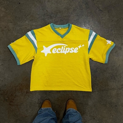 satın al Özel Logo Baskı Fransız Terry Ağır Kırık Kürekli Tişört Erkek Retro Futbol Cemiz online manufacture