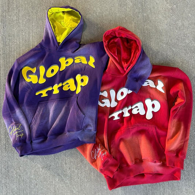 satın al Özel Vintage Kravat Boya Güneş Yıkama Solgunluk Pullover Puff Baskı Hoodie 500 Gsm Ağır Ağırlık 100% Pamuk Saten Döşeli Hoodies online manufacture