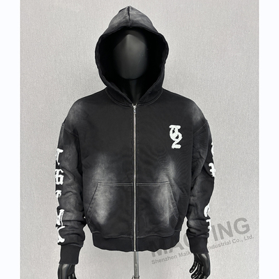 satın al Özel Logo Aşırı Boyutlu Kutlu Uyumlu Kırpılmış Fermuarlı Kapüşonlar Ağır Ağır Vintage Yıkanmış Sıkıntılı nakış Kapüşon online manufacture