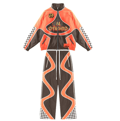 satın al Özel Renkli Bloklu Sweatsuits Cut And Sew Erkek Patchwork Track Naylon Windbreaker Tracksuit online manufacture