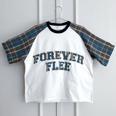 satın al Özel nakış Logo Erkekler için Yüksek Kalite Plaid Raglan Kollu Flanel Ağır Organik Pamuk Büyük Boylu Kutulu Tişört online manufacture